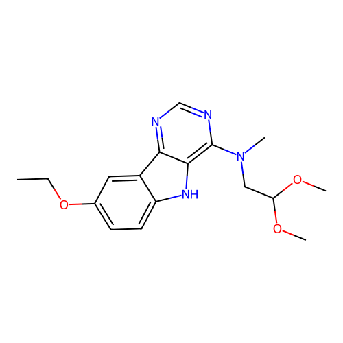 N-(2,2-dimethoxyethyl)-8-ethoxy-N-methyl-5H-pyrimido[5,4-b]indol-4-amine structure