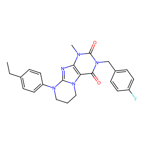 9-(4-ethylphenyl)-3-(4-fluorobenzyl)-1-methyl-6,7,8,9-tetrahydropyrimido[2,1-f]purine-2,4(1H,3H)-dione structure