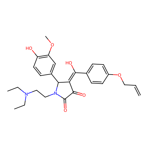 (4E)-1-(2-diethylaminoethyl)-5-(4-hydroxy-3-methoxyphenyl)-4-[hydroxy-(4-prop-2-enoxyphenyl)methylidene]pyrrolidine-2,3-dione structure
