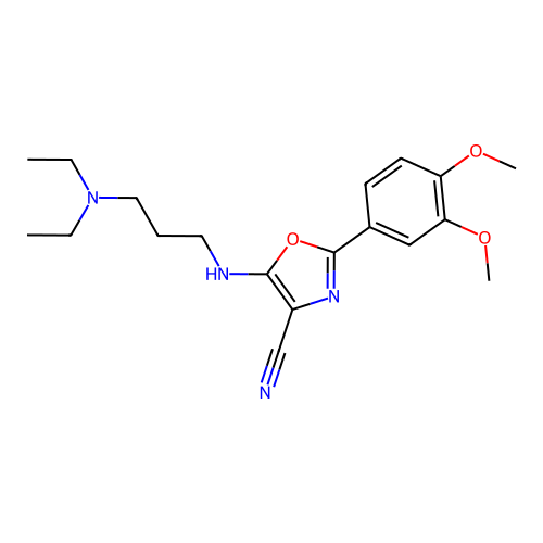 5-{[3-(diethylamino)propyl]amino}-2-(3,4-dimethoxyphenyl)-1,3-oxazole-4-carbonitrile structure