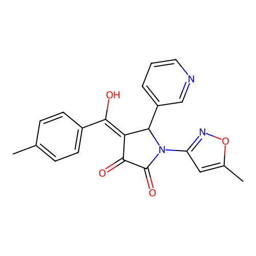 3-hydroxy-1-(5-methyl-1,2-oxazol-3-yl)-4-(4-methylbenzoyl)-5-(pyridin-3-yl)-2,5-dihydro-1H-pyrrol-2-one structure
