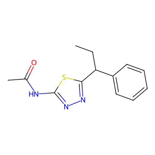 N-[5-(1-phenylpropyl)-1,3,4-thiadiazol-2-yl]acetamide structure