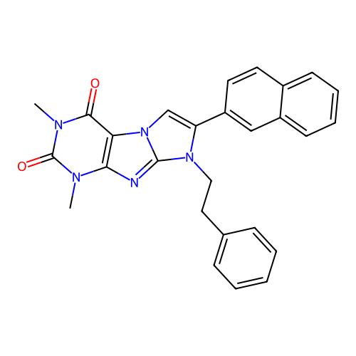 1,3-dimethyl-7-(naphthalen-2-yl)-8-phenethyl-1H-imidazo[2,1-f]purine-2,4(3H,8H)-dione structure