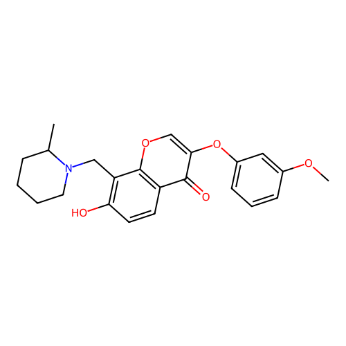 7-hydroxy-3-(3-methoxyphenoxy)-8-((2-methylpiperidin-1-yl)methyl)-4H-chromen-4-one structure