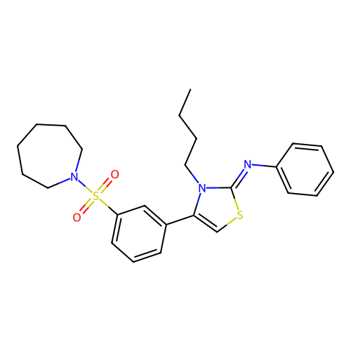 N-[(2Z)-4-[3-(azepan-1-ylsulfonyl)phenyl]-3-butyl-1,3-thiazol-2(3H)-ylidene]aniline structure