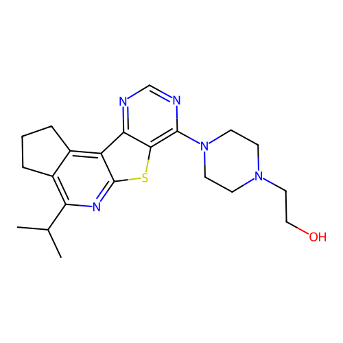 2-(4-(4-isopropyl-2,3-dihydro-1H-cyclopenta[4',5']pyrido[3',2':4,5]thieno[3,2-d]pyrimidin-7-yl)piperazin-1-yl)ethanol structure