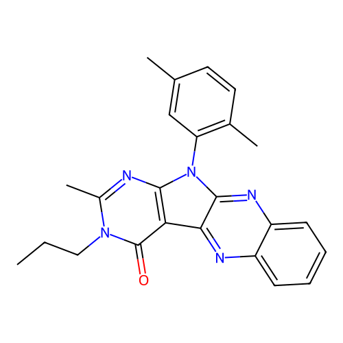 11-(2,5-dimethylphenyl)-2-methyl-3-propyl-3,11-dihydro-4H-pyrimido[5',4':4,5]pyrrolo[2,3-b]quinoxalin-4-one structure