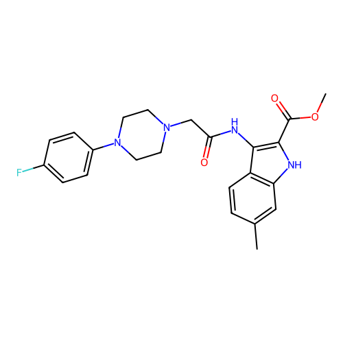 Methyl 3-[[2-[4-(4-fluorophenyl)piperazin-1-yl]acetyl]amino]-6-methyl-1H-indole-2-carboxylate structure