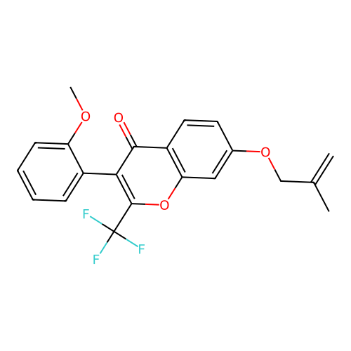 3-(2-methoxyphenyl)-7-((2-methylallyl)oxy)-2-(trifluoromethyl)-4H-chromen-4-one structure