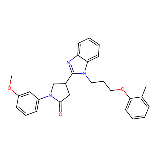 1-(3-methoxyphenyl)-4-(1-(3-(o-tolyloxy)propyl)-1H-benzo[d]imidazol-2-yl)pyrrolidin-2-one structure