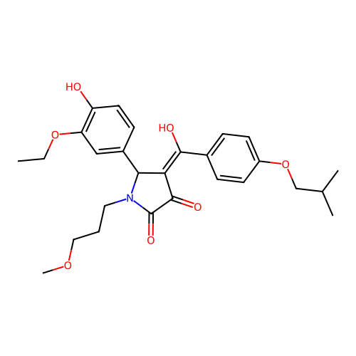 (4E)-5-(3-ethoxy-4-hydroxyphenyl)-4-[hydroxy-[4-(2-methylpropoxy)phenyl]methylidene]-1-(3-methoxypropyl)pyrrolidine-2,3-dione structure