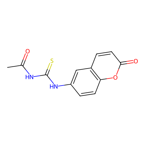 N-((2-oxo-2H-chromen-6-yl)carbamothioyl)acetamide structure