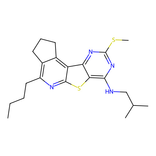 4-butyl-N-(2-methylpropyl)-9-(methylsulfanyl)-2,3-dihydro-1H-cyclopenta[4',5']pyrido[3',2':4,5]thieno[3,2-d]pyrimidin-7-amine structure