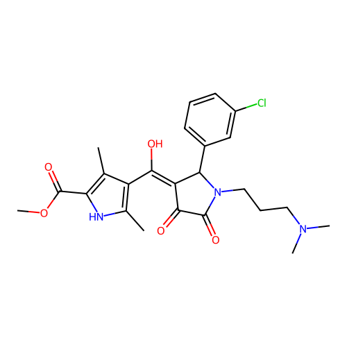 methyl 4-[[2-(3-chlorophenyl)-1-[3-(dimethylamino)propyl]-4,5-dioxopyrrolidin-3-ylidene]-hydroxymethyl]-3,5-dimethyl-1H-pyrrole-2-carboxylate structure