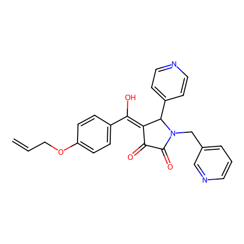 3-hydroxy-4-[4-(prop-2-en-1-yloxy)benzoyl]-1-[(pyridin-3-yl)methyl]-5-(pyridin-4-yl)-2,5-dihydro-1H-pyrrol-2-one structure