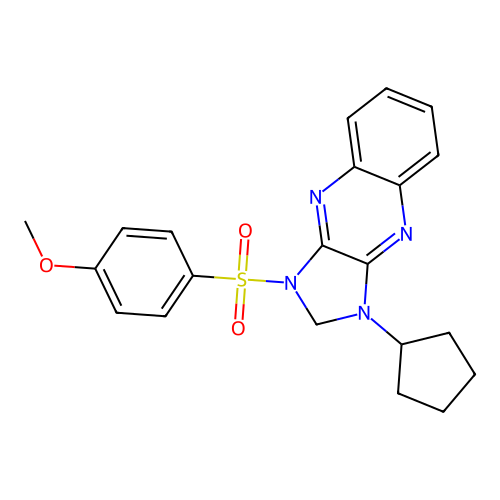 1-cyclopentyl-3-((4-methoxyphenyl)sulfonyl)-2,3-dihydro-1H-imidazo[4,5-b]quinoxaline structure