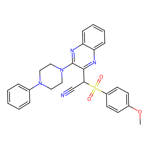 [(4-methoxyphenyl)sulfonyl][3-(4-phenylpiperazin-1-yl)quinoxalin-2-yl]acetonitrile structure