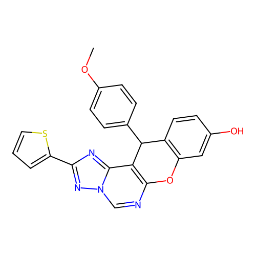 12-(4-methoxyphenyl)-2-(thiophen-2-yl)-12H-chromeno[3,2-e][1,2,4]triazolo[1,5-c]pyrimidin-9-ol structure
