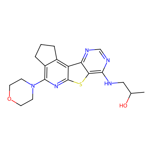 1-((4-morpholino-2,3-dihydro-1H-cyclopenta[4',5']pyrido[3',2':4,5]thieno[3,2-d]pyrimidin-7-yl)amino)propan-2-ol structure