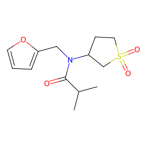 N-(1,1-dioxothiolan-3-yl)-N-(furan-2-ylmethyl)-2-methylpropanamide structure