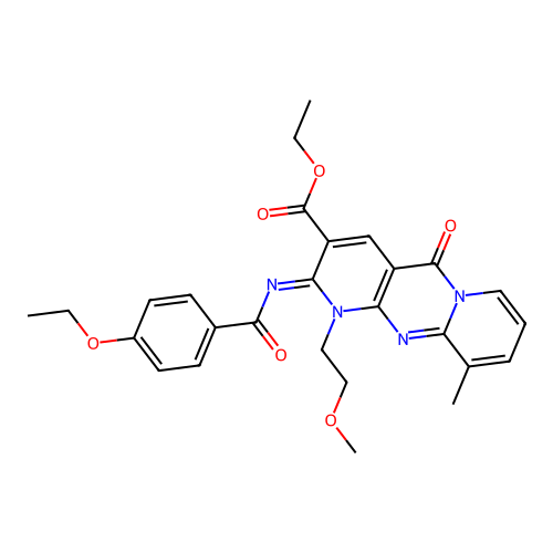 (Z)-ethyl 2-((4-ethoxybenzoyl)imino)-1-(2-methoxyethyl)-10-methyl-5-oxo-2,5-dihydro-1H-dipyrido[1,2-a:2',3'-d]pyrimidine-3-carboxylate structure
