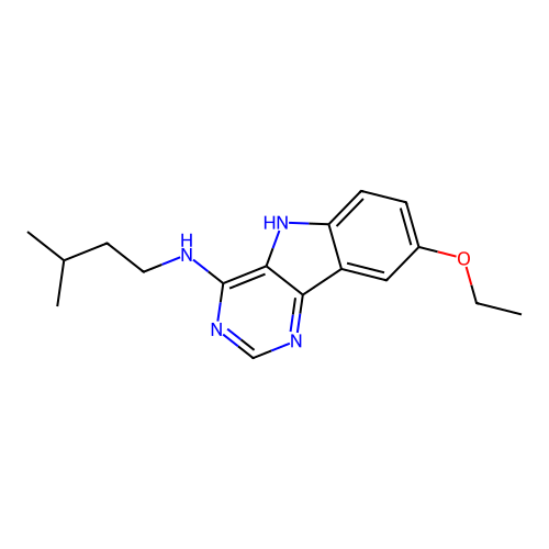8-ethoxy-N-(3-methylbutyl)-5H-pyrimido[5,4-b]indol-4-amine structure