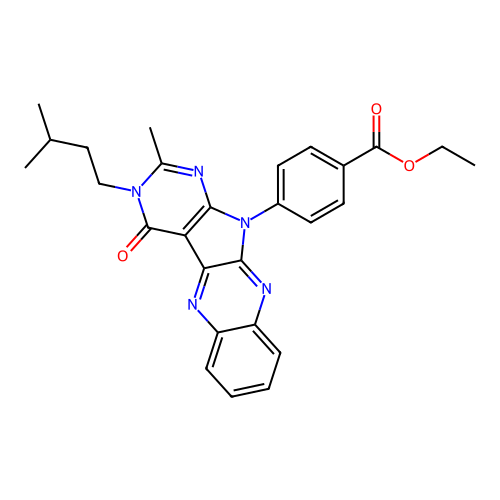 ethyl 4-(3-isopentyl-2-methyl-4-oxo-3H-pyrimido[5',4':4,5]pyrrolo[2,3-b]quinoxalin-11(4H)-yl)benzoate structure