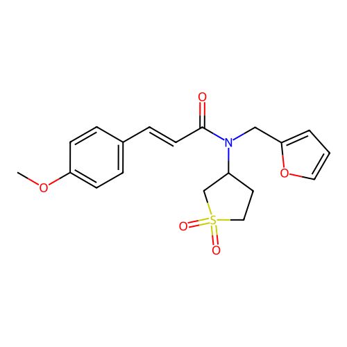 (2E)-N-(1,1-dioxidotetrahydrothiophen-3-yl)-N-(furan-2-ylmethyl)-3-(4-methoxyphenyl)prop-2-enamide structure