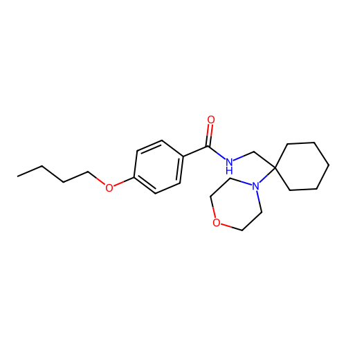 4-butoxy-N-[(1-morpholin-4-ylcyclohexyl)methyl]benzamide structure