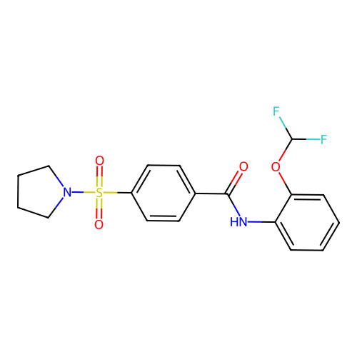 N-[2-(difluoromethoxy)phenyl]-4-pyrrolidin-1-ylsulfonylbenzamide structure