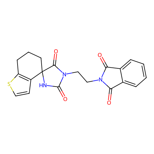 1'-[2-(1,3-dioxo-2,3-dihydro-1H-isoindol-2-yl)ethyl]-6,7-dihydro-5H-spiro[1-benzothiophene-4,4'-imidazolidine]-2',5'-dione structure