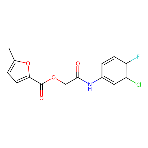 [2-(3-Chloro-4-fluoroanilino)-2-oxoethyl] 5-methylfuran-2-carboxylate structure