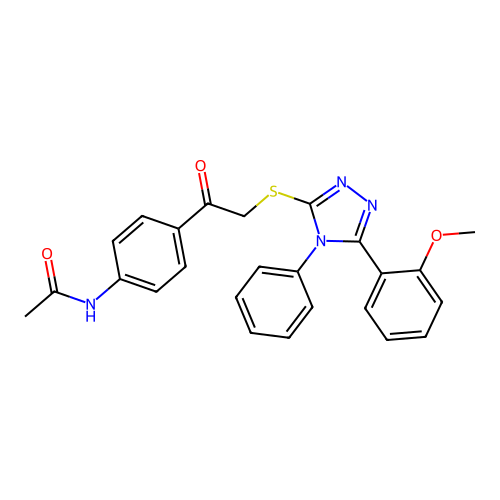 N-[4-[2-[[5-(2-methoxyphenyl)-4-phenyl-1,2,4-triazol-3-yl]sulfanyl]acetyl]phenyl]acetamide structure