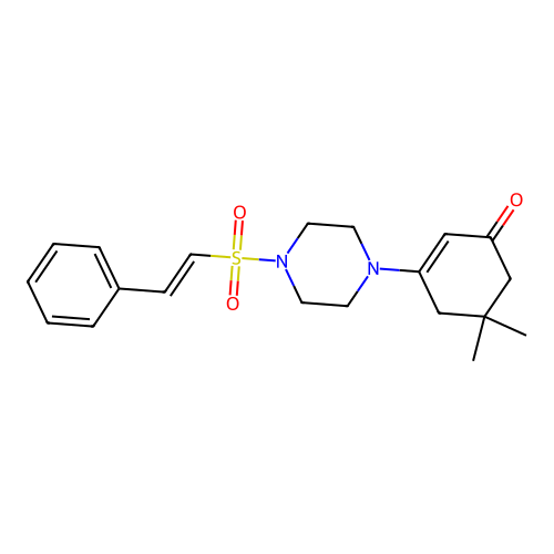 5,5-Dimethyl-3-[4-(2-phenylethenesulfonyl)piperazin-1-yl]cyclohex-2-en-1-one structure