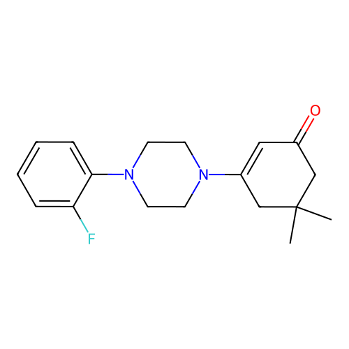 3-(4-(2-Fluorophenyl)piperazinyl)-5,5-dimethylcyclohex-2-EN-1-one structure