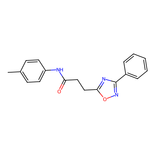 N-(4-methylphenyl)-3-(3-phenyl-1,2,4-oxadiazol-5-yl)propanamide structure