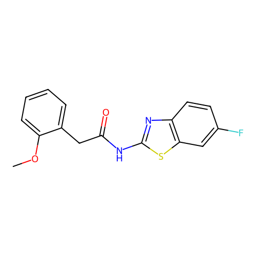 N-(6-fluoro-1,3-benzothiazol-2-yl)-2-(2-methoxyphenyl)acetamide structure