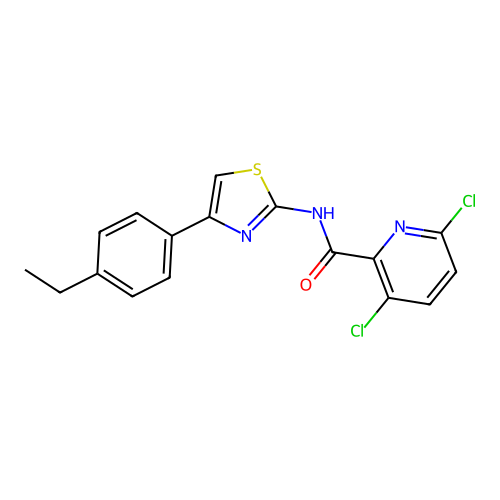 3,6-dichloro-N-[4-(4-ethylphenyl)-1,3-thiazol-2-yl]pyridine-2-carboxamide structure