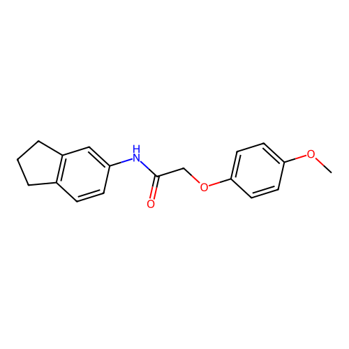N-(2,3-dihydro-1H-inden-5-yl)-2-(4-methoxyphenoxy)acetamide structure