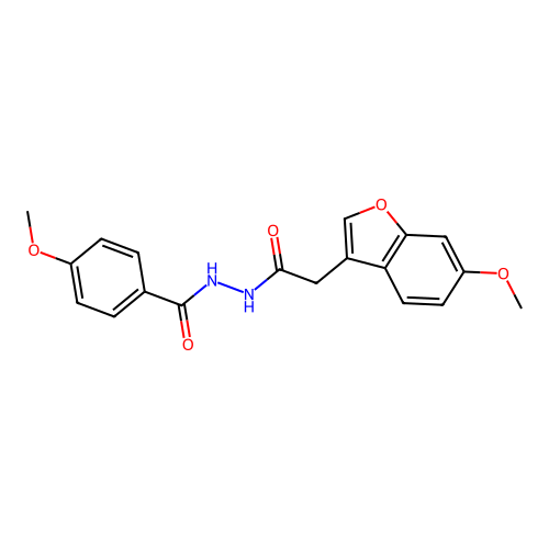 4-methoxy-N'-[2-(6-methoxy-1-benzofuran-3-yl)acetyl]benzohydrazide structure
