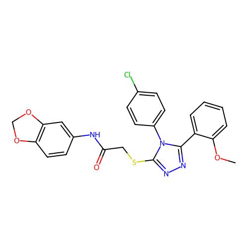 N-(1,3-benzodioxol-5-yl)-2-[[4-(4-chlorophenyl)-5-(2-methoxyphenyl)-1,2,4-triazol-3-yl]sulfanyl]acetamide structure