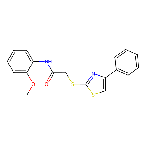 N-(2-methoxyphenyl)-2-[(4-phenyl-1,3-thiazol-2-yl)sulfanyl]acetamide structure