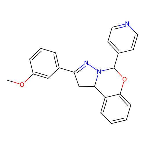 2-(3-methoxyphenyl)-5-(pyridin-4-yl)-1,10b-dihydropyrazolo[1,5-c][1,3]benzoxazine structure