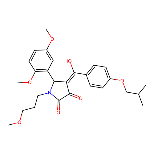(4E)-5-(2,5-dimethoxyphenyl)-4-[hydroxy-[4-(2-methylpropoxy)phenyl]methylidene]-1-(3-methoxypropyl)pyrrolidine-2,3-dione structure