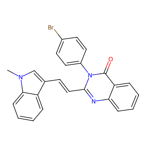 3-(4-bromophenyl)-2-[(E)-2-(1-methyl-1H-indol-3-yl)ethenyl]quinazolin-4(3H)-one structure