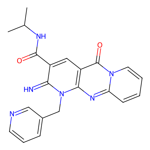 6-imino-2-oxo-N-(propan-2-yl)-7-[(pyridin-3-yl)methyl]-1,7,9-triazatricyclo[8.4.0.0^{3,8}]tetradeca-3(8),4,9,11,13-pentaene-5-carboxamide structure