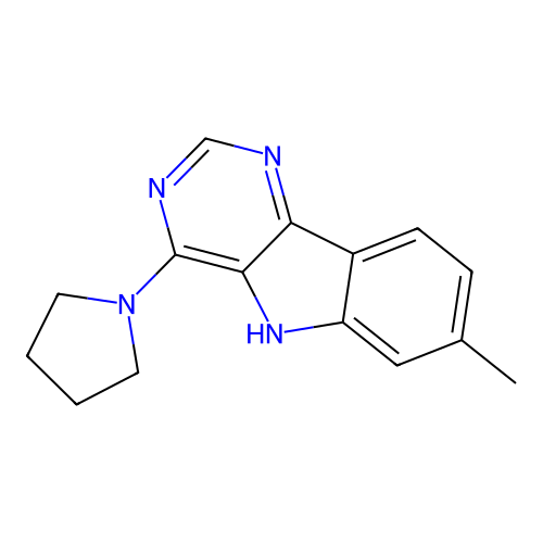 7-methyl-4-(pyrrolidin-1-yl)-5H-pyrimido[5,4-b]indole structure