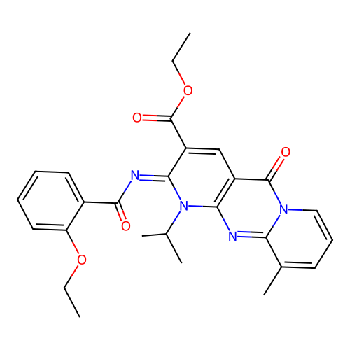 (Z)-ethyl 2-((2-ethoxybenzoyl)imino)-1-isopropyl-10-methyl-5-oxo-2,5-dihydro-1H-dipyrido[1,2-a:2',3'-d]pyrimidine-3-carboxylate structure