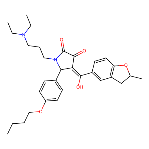 (4E)-5-(4-butoxyphenyl)-1-[3-(diethylamino)propyl]-4-[hydroxy-(2-methyl-2,3-dihydro-1-benzofuran-5-yl)methylidene]pyrrolidine-2,3-dione structure