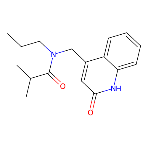 N-[(2-hydroxyquinolin-4-yl)methyl]-2-methyl-N-propylpropanamide structure